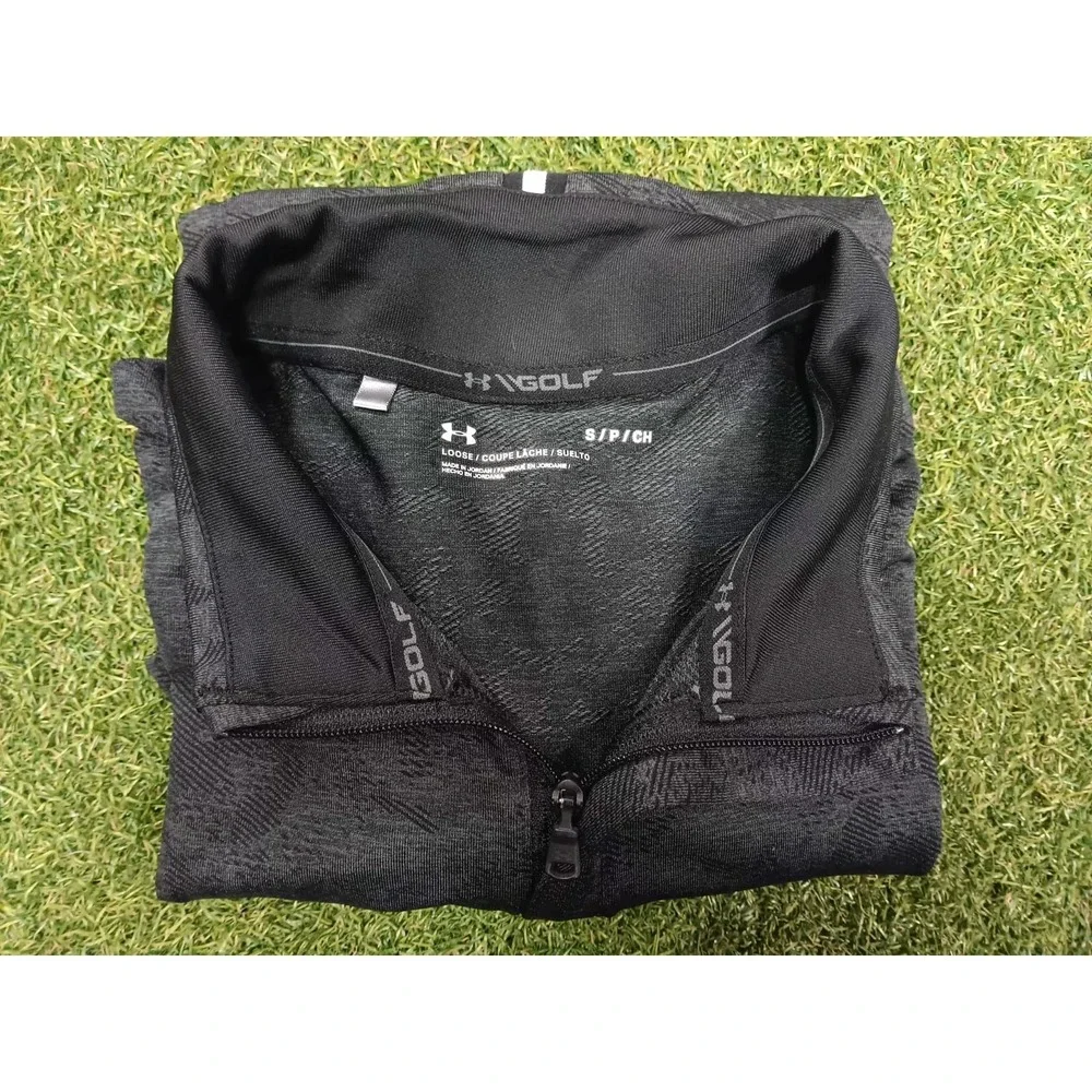 Under Armour UA Playoff Golf Top Mens Small Gray‎ Camouflage Jacquard UPF 50+